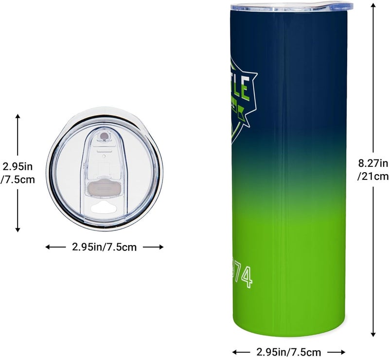 Suswoos Seattle EST 1974 Tumblers 20oz Straight Skinny Car Cups Sports Travel Coffee Mug,Stainless Steel,Insulated,Classic Collection Gifts for Men Women Fans. - Image 1